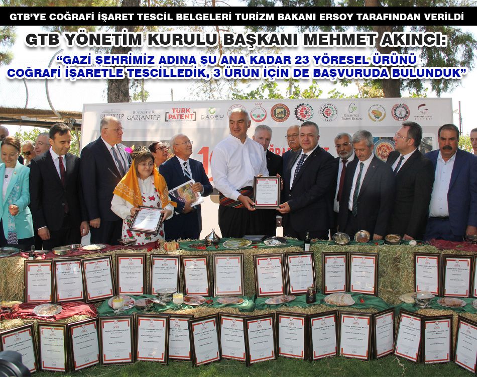 GTB’YE COĞRAFİ İŞARET TESCİL BELGELERİ VERİLDİ