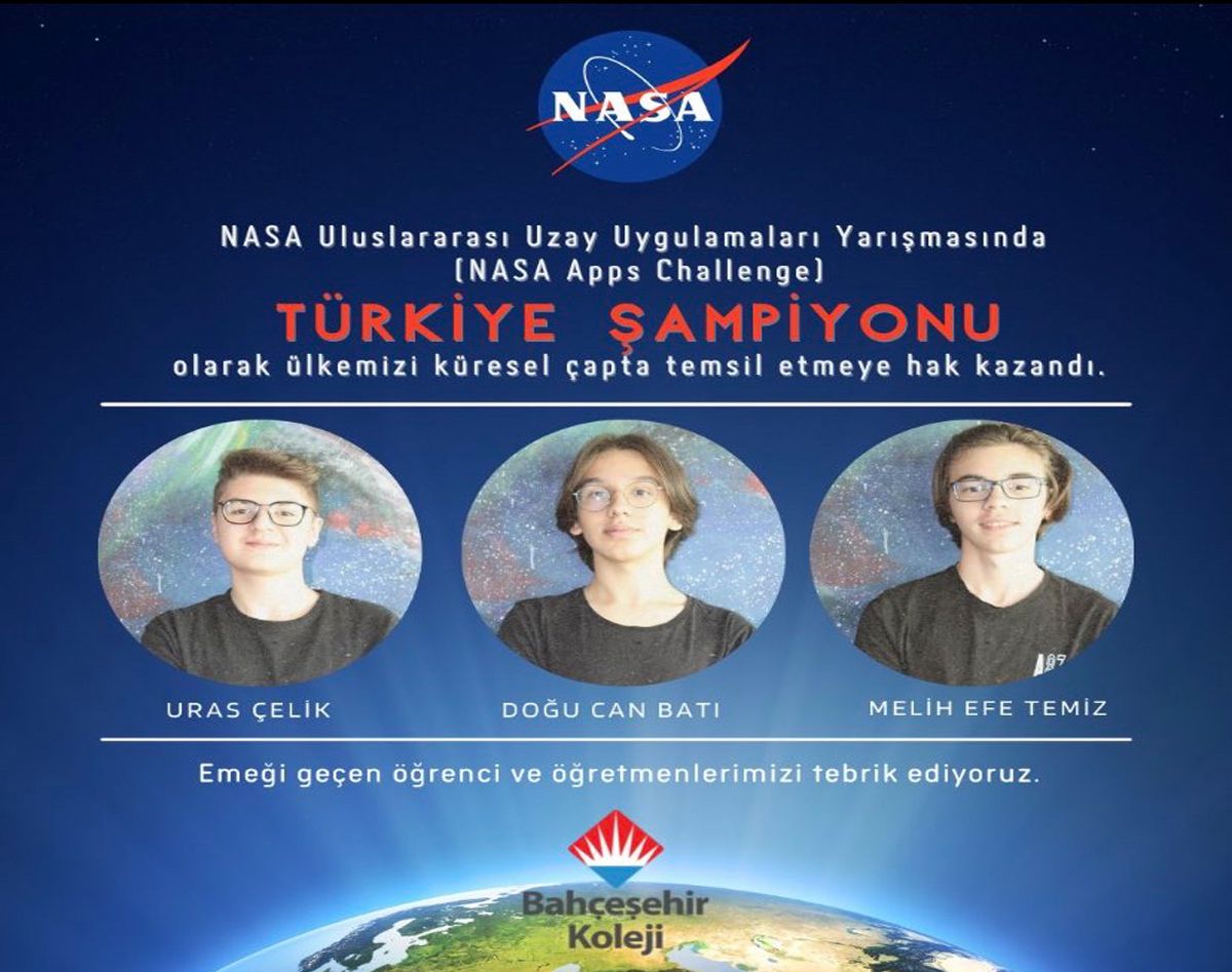 BAHÇEŞEHİR KOLEJİ ÖĞRENCİLERİ NASA TÜRKİYE ŞAMPİYONU