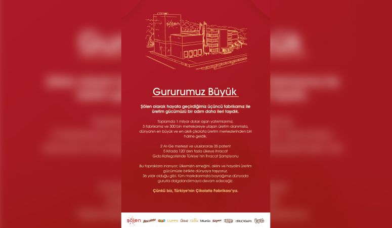 ŞÖLEN ÇİKOLATA  FABRİKA AÇILIŞI  İLANI