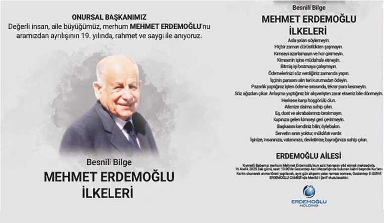 Mehmet Erdemoğlu vefatının yıl dönümünde anılacak