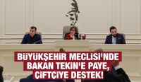 BÜYÜKŞEHİR MECLİSİ'NDE BAKAN TEKİN'E PAYE, ÇİFTÇİYE DESTEK!