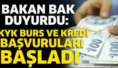 KYK burs ve kredi başvuruları başladı