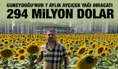 Güneydoğu’nun 7 aylık ayçiçek yağı ihracatı 294 milyon dolar