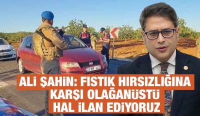 Ali Şahin: Fıstık Hırsızlığına Karşı Olağanüstü Hal İlan Ediyoruz