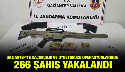 Gaziantep'te kaçakçılık ve uyuşturucu operasyonlarında 266 şahıs yakalandı