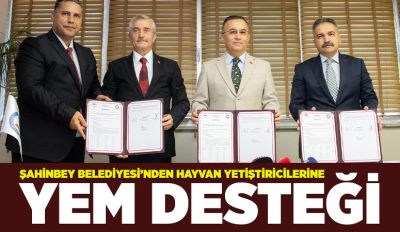 ŞAHİNBEY BELEDİYESİ’NDEN HAYVAN YETİŞTİRİCİLERİNE YEM DESTEĞİ