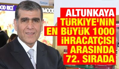 Altunkaya, Türkiye'nin En Büyük 1000 İhracatçısı Arasında 72. Sırada