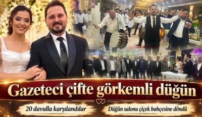 Gazeteci çifte görkemli düğün: 20 davulla karşılandılar