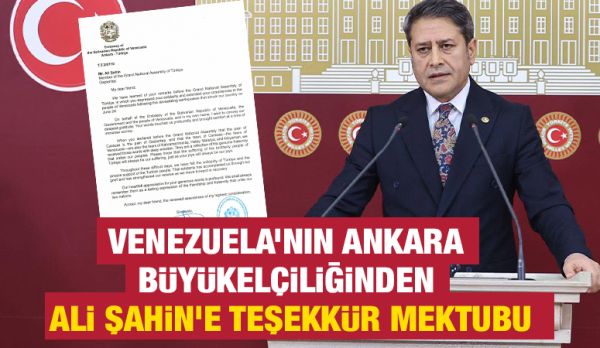 Venezuela’nın Ankara Büyükelçiliğinden Ali Şahin’e Teşekkür Mektubu